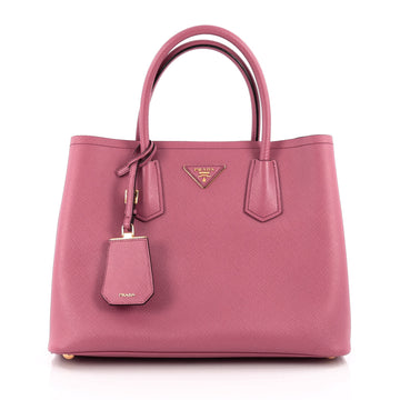 Prada Cuir Double Tote Saffiano Leather Medium Pink