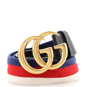 Gucci GG Marmont Web Belt Canvas and Leather Wide