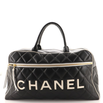 Chanel Vintage Logo Bowler Bag Quilted Lambskin Large