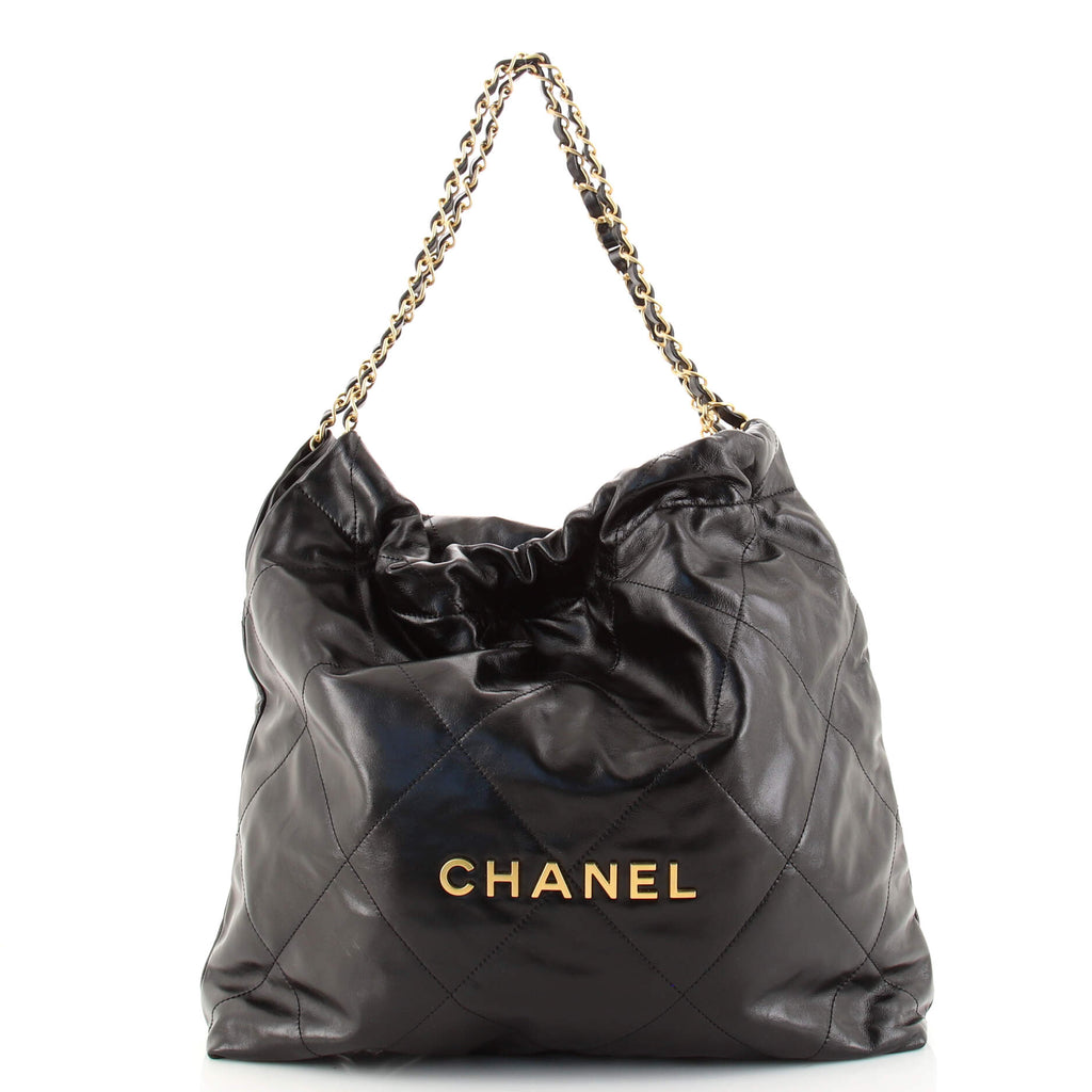 Chanel 22 Chain Hobo Quilted Calfskin Medium Black 1636251