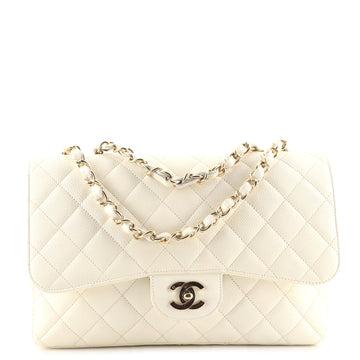 Chanel Vintage Classic Single Flap Bag Quilted Caviar Jumbo