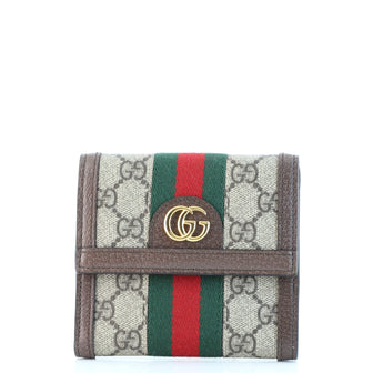 Gucci Ophidia French Flap Wallet GG Coated Canvas Compact