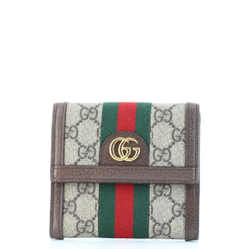 Gucci Ophidia French Flap Wallet GG Coated Canvas Compact