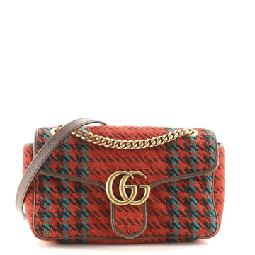 Gucci GG Marmont Flap Bag Diagonal Quilted Tweed Small