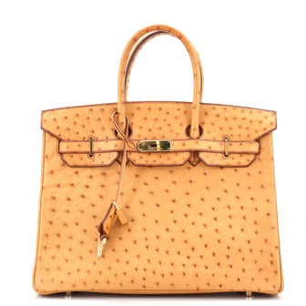 Hermes Birkin Handbag Brown Ostrich with Gold Hardware 35