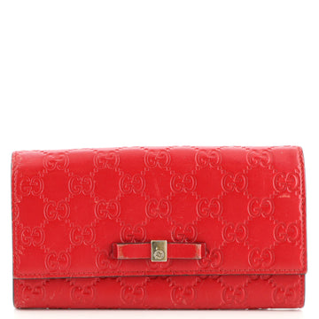 Gucci Bow Continental Wallet Guccissima Leather