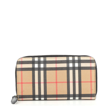 Burberry Elmore Zip Wallet Vintage Check Canvas