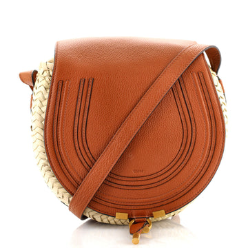 Chloe Marcie Basket Crossbody Bag Raffia and Leather Small