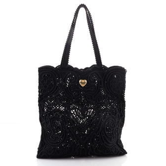 Dolce & Gabbana Beatrice Tote Bag Crochet Lace Jacquard Small