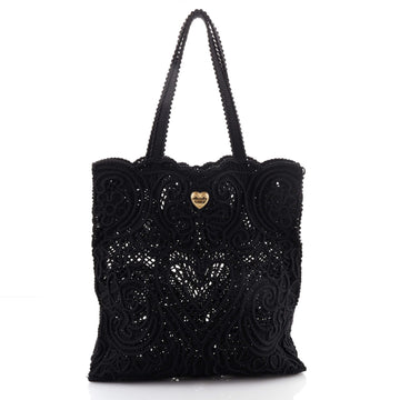 Dolce & Gabbana Beatrice Tote Bag Crochet Lace Jacquard Small