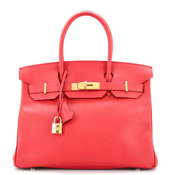 Hermes Birkin Handbag Red Epsom with Gold Hardware 30
