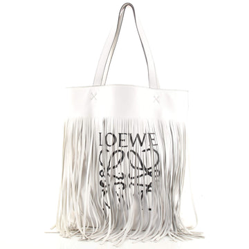 Loewe Vertical Logo Fringe Tote Printed Leather