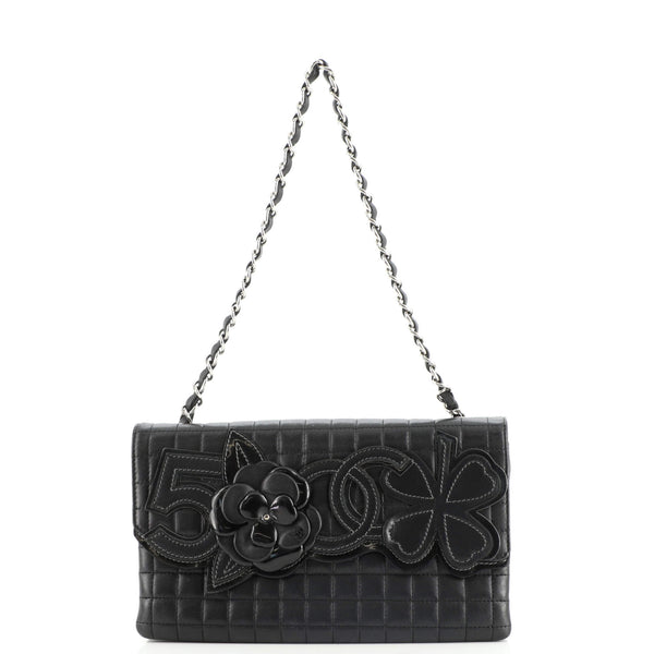 Chanel Camellia No.5 Chain Flap Bag Quilted Lambskin Large Black 16368839