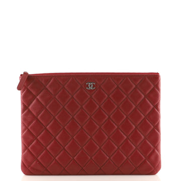 Chanel O Case Clutch Quilted Caviar Medium