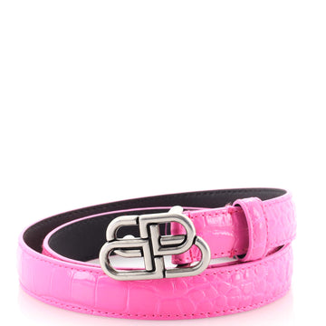 Balenciaga BB Belt Crocodile Embossed Leather Thin