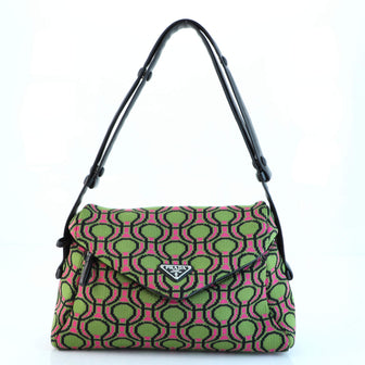 Prada Signaux Shoulder Bag Jacquard Knit Medium
