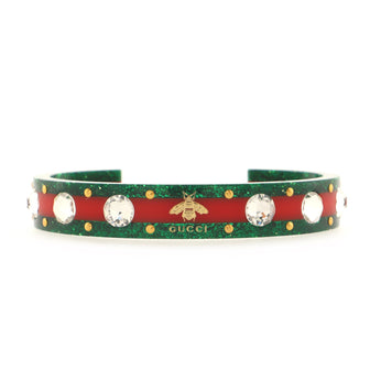 Gucci Bee Web Cuff Bracelet Glitter Resin and Crystals