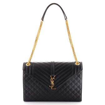 Saint Laurent Classic Monogram Envelope Satchel Mixed Matelasse Leather Large
