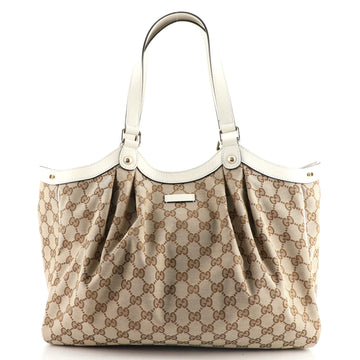 Gucci Pleated Shoulder Bag GG Canvas Medium