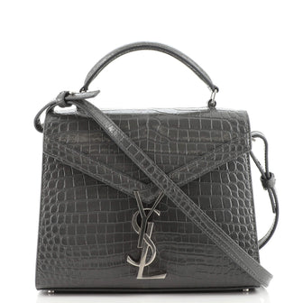 Saint Laurent Cassandra Top Handle Bag Crocodile Embossed Leather Mini