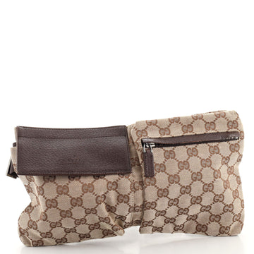 Gucci Vintage Double Belt Bag GG Canvas Small