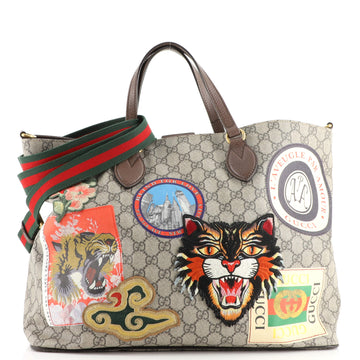 Gucci Courrier Convertible Soft Open Tote GG Coated Canvas with Applique Large