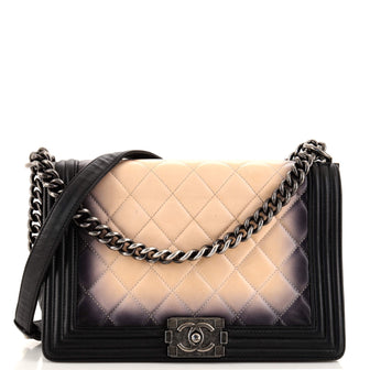 Chanel Boy Flap Bag Quilted Ombre Calfskin New Medium