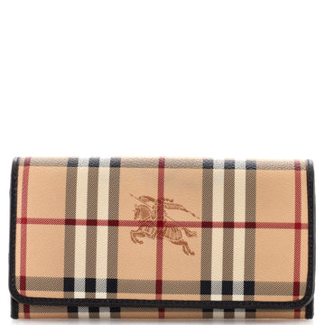 Burberry Continental Wallet Haymarket Coated Canvas Long