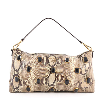Prada Pietre Shoulder Bag Embellished Python Large
