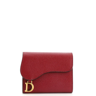 Christian Dior Saddle Flap Wallet Leather Mini