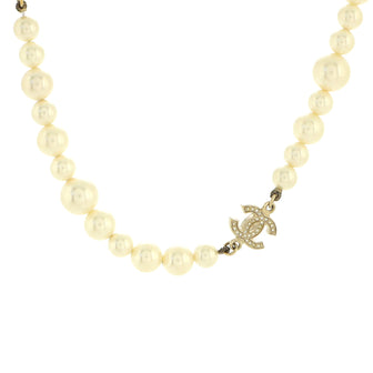 Chanel CC Station Short Necklace Faux Pearls and Metal with Crystals