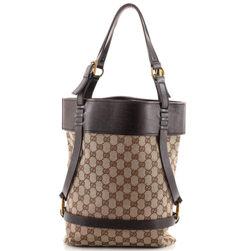 Gucci Vintage Harness Tote GG Canvas with Leather Medium