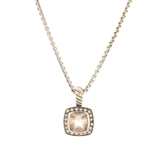 David Yurman Petite Albion Pendant Necklace Sterling Silver with Morganite and Diamonds