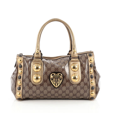 Gucci Babouska Heart Zip Satchel GG Coated Canvas Medium