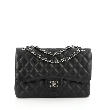 Chanel Classic Double Flap Bag Quilted Caviar Jumbo