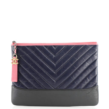 Chanel Gabrielle O Case Clutch Chevron Aged Calfskin Medium