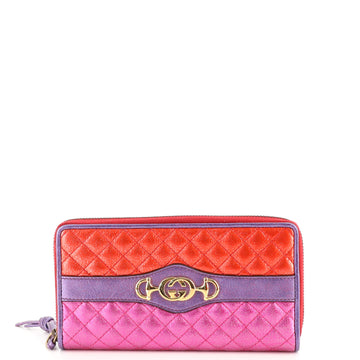 Gucci Trapuntata Zumi Zip Around Wallet Quilted Laminated Leather