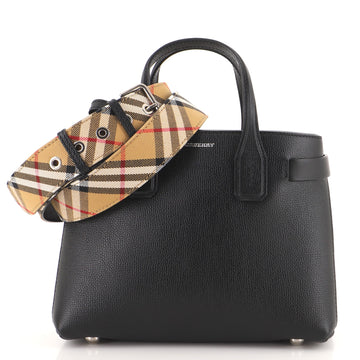 Burberry Banner NM Tote Leather with Vintage Check Canvas Small