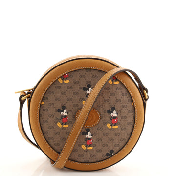 Gucci Disney Mickey Mouse Round Shoulder Bag Printed Mini GG Coated Canvas