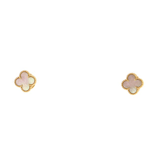 Van Cleef & Arpels Sweet Alhambra Stud Earrings 18K Yellow Gold and Mother of Pearl