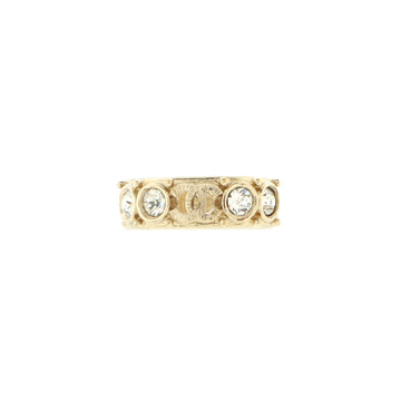 Chanel CC Cutout Band Ring Crystal and Metal