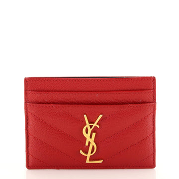 Saint Laurent Classic Monogram Card Holder Matelasse Chevron Leather