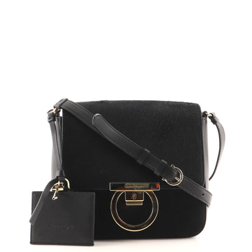 Salvatore Ferragamo Gancini Shoulder Bag Pony Hair and Leather Small