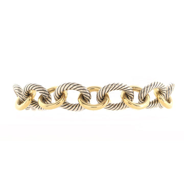David Yurman Oval Link Bracelet Sterling Silver and 18K Yellow Gold Large