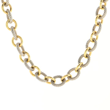 David Yurman Oval Link Necklace Sterling Silver and 18K Yellow Gold Large