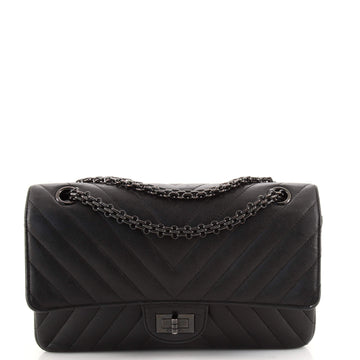 Chanel So Black Reissue 2.55 Flap Bag Chevron Sheepskin 225