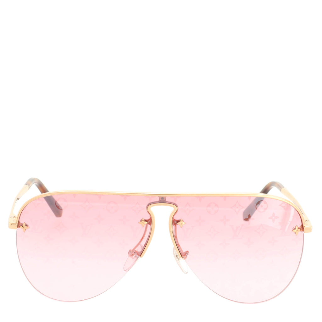 Louis Vuitton Grease Monogram Aviator Sunglasses Metal Pink 1642011