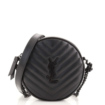Saint Laurent Vinyle Round Camera Bag Matelasse Chevron Leather