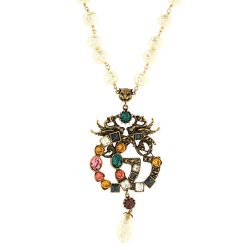 Gucci GG Choker Necklace Metal with Faux Pearls and Crystals