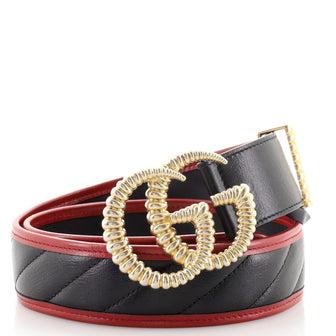 Gucci Torchon GG Marmont Belt Diagonal Quilted Leather Wide